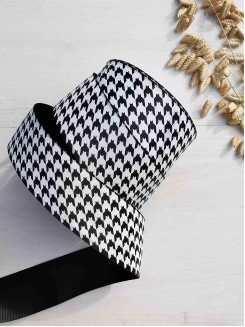 Лента репсовая с рисунком "Гусиная лапка" 4см. (черный)